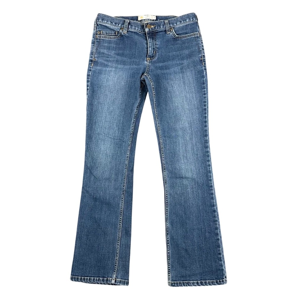 Carhartt Jeans Womens Size 4 Short Slim Fit Boot Cut Blue Wash Denim Workwear
